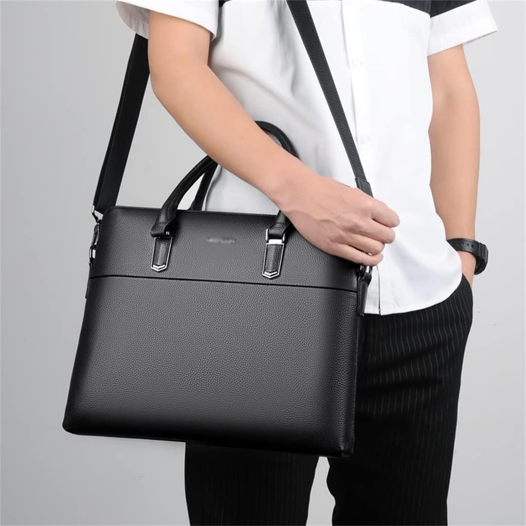 Handbag Leather Bag Business Briefcase Casual Large Capacity Shoulder Crossbody Bag Computer Bag(E)