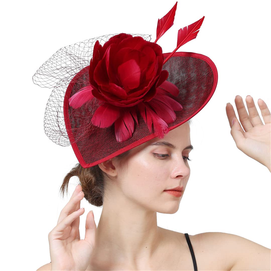 Tocado de plumas for mujer, for eventos, bodas, fiestas, iglesias, etc(Marron)