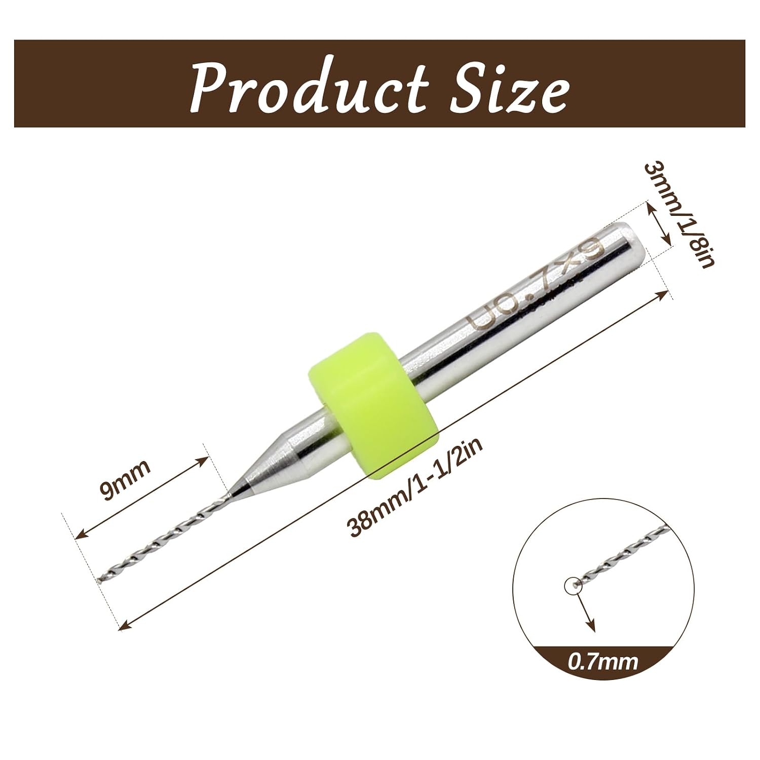 Hordion 10Pcs 0.7mm PCB Drill Bits, Small Twist Drill Bits, 1/8 Shank