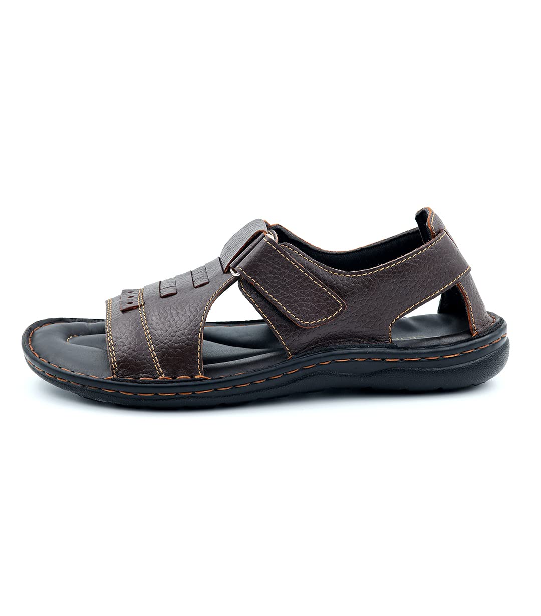 MOK&TON Baelish Brown Confort Men's original Leather Sandal Extra Soft Leather Super Comfortable Durable Light-Weight Anti Skid Formal Semi-Formal Casual (numeric_7)