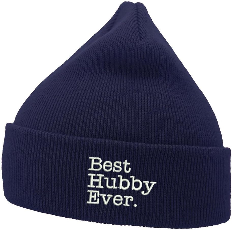 Mens Beanie Knit Hats Best Hubby Ever Embroidered Unisex Casual Beanies Hats for Winter