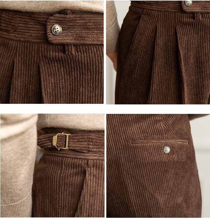 Men's Corduroy Pant Straight Fit Flat-Front Casual Business Pants for Party Diner2