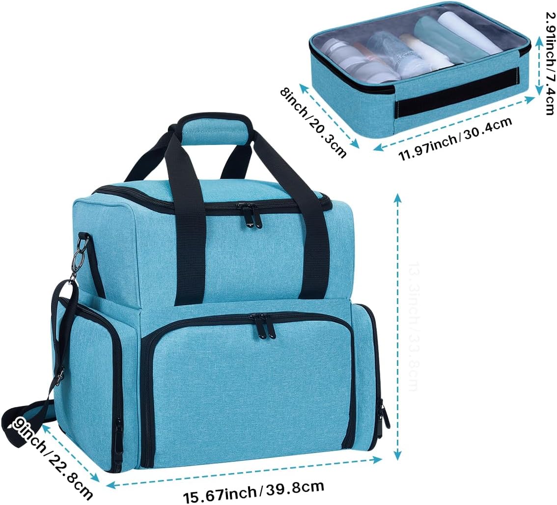 Large Makeup Bag with 2 Removable Case Multifunctional Cosmetic Bag Double Layer Travel Toiletry Organizer,Green