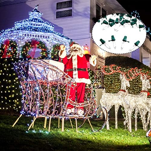 Mudder 100 Count Christmas Tree Lights Replacement Bulbs Mini Incandescent Christmas Lights 2.5v 0.425 Watt Warm Prelit Xmas Tree Decoration(Green Base with Warm White Bulb)