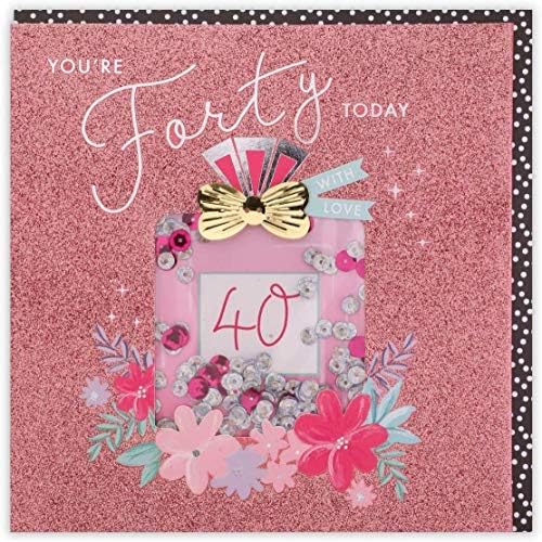 Clintons: Bling Perfume Bottle - 40th, 40th Milestone Birthday Greetings Card, 159x159mm, multi-color