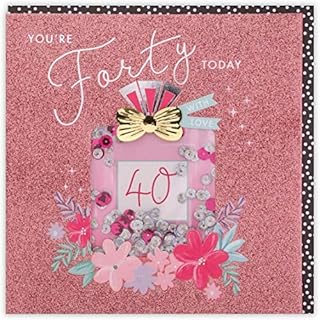 Clintons: Bling Perfume Bottle - 40th, 40th Milestone Birthday Greetings Card, 159x159mm, multi-color