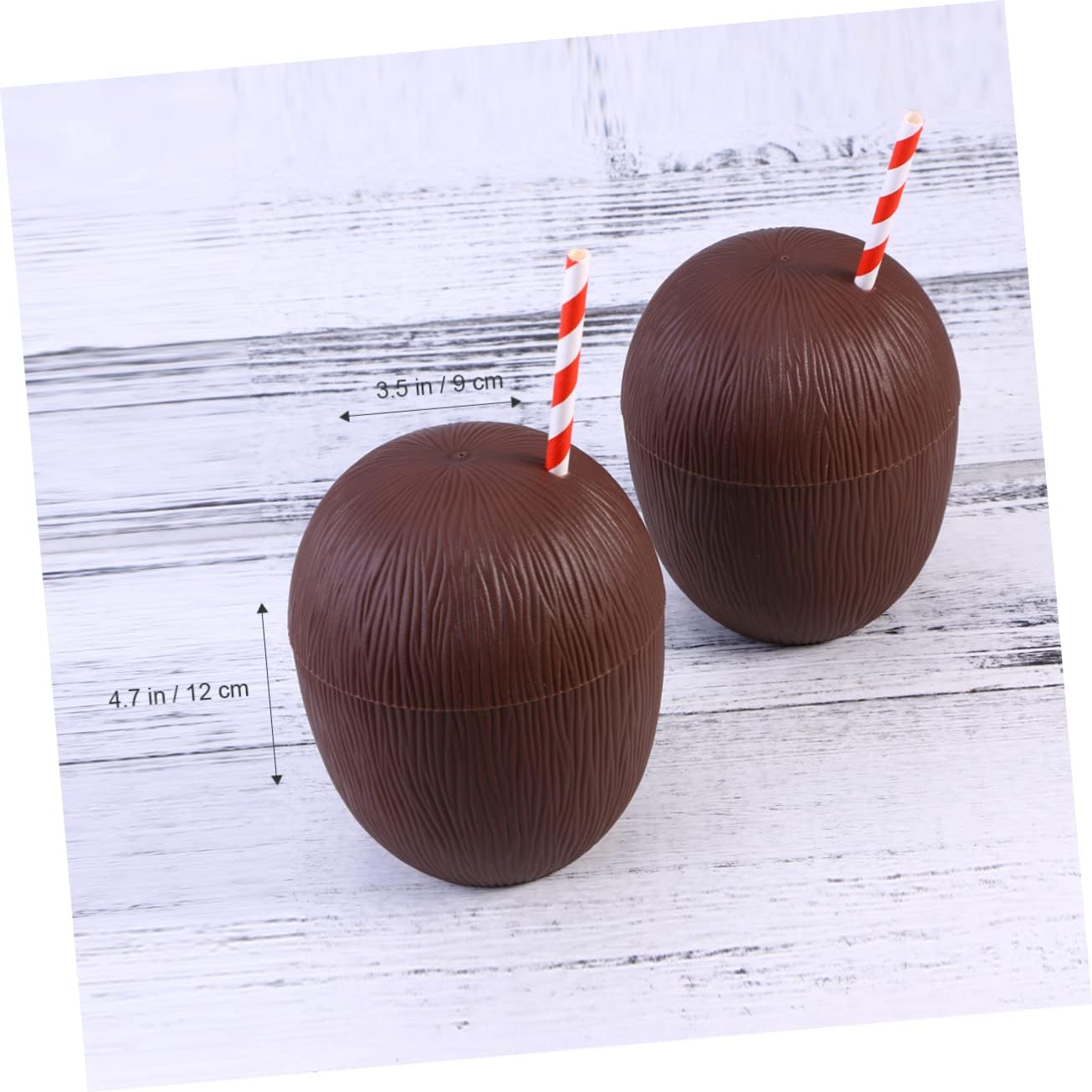 Hawaiian Coconut Drink Cups 12 Pack Tropical Luau Party Favors Portable