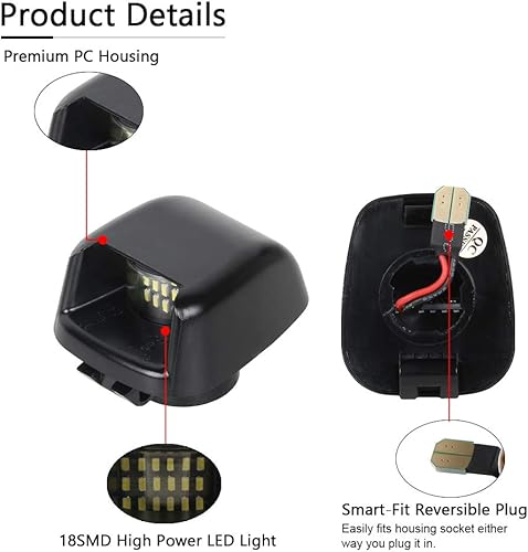 Miniatura 5 de Gempro Luz de matrícula, 2 piezas de lámpara LED de repuesto compatible para Nissan Frontier Titan Xterra Armada Suzuki Equatorx, alimentado por