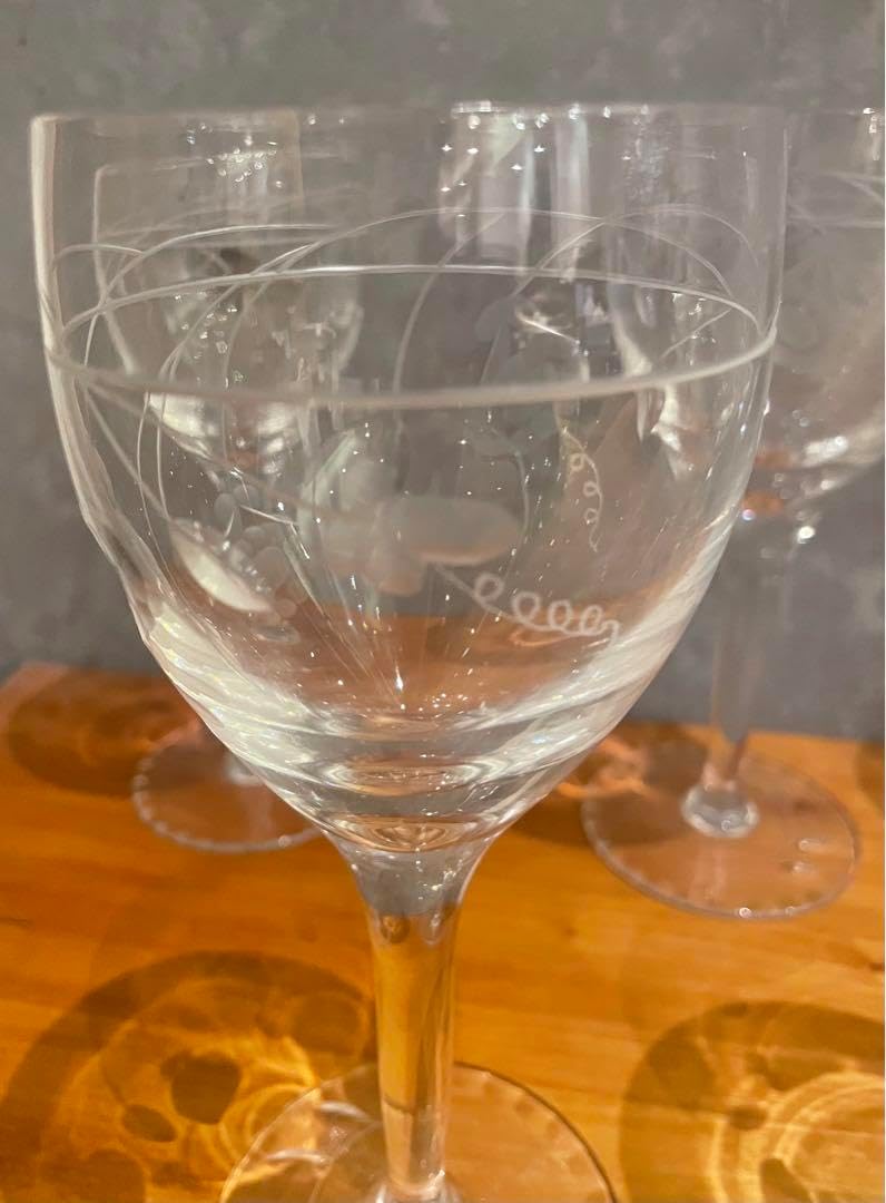 工芸ガラス　ワイングラス　SILVER925　薔薇刻脚　時代箱付　G　R7306 工芸ガラス ワイングラス SILVER925 薔薇刻脚 時代箱付 G R7306