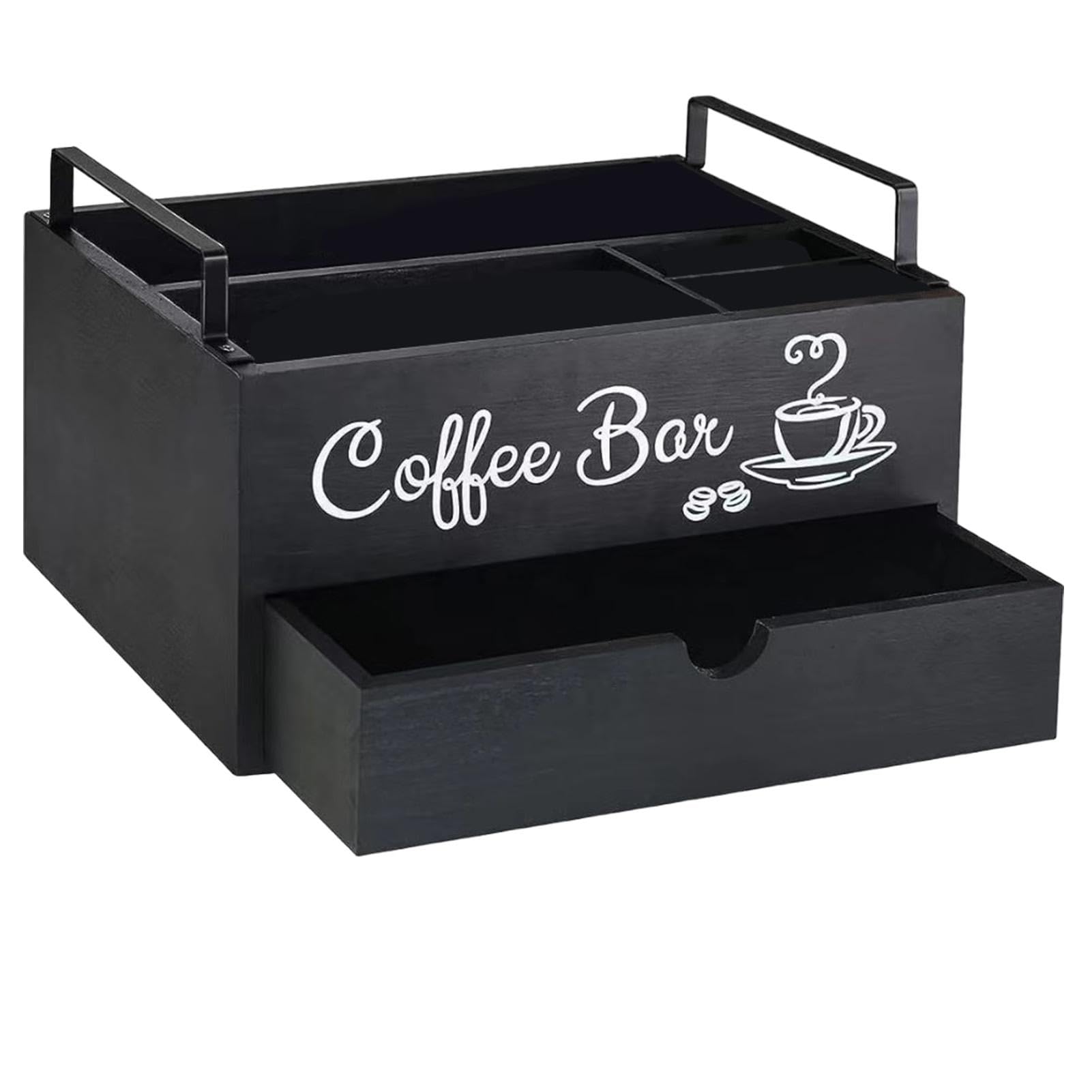 Kaffeestation Organizer – Kaffeekapselhalter, Kaffeekapsel-Aufbewahrungskorb | Kaffee-Gewürz- und Tee-Organisationsstation, zweischichtige Bauernhof-Aufbewahrungsbox, | Aufbewahrungskorb | Kaffee-Gewürz- und Tee-Organisationsstation, zweischichtige Bauern