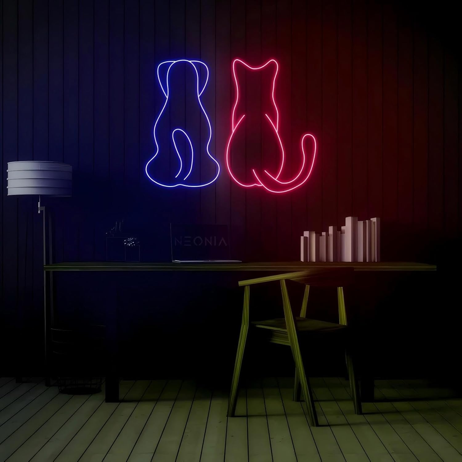 Friendly Cat and Dog LED Neon Sign, Pet Lover Wall Art, Custom LED Light, Animal Friendship Decor, Kid's Room Wall Decor Nursery Room Decor Art Pet Sign For Home Kids Baby Room Office Party