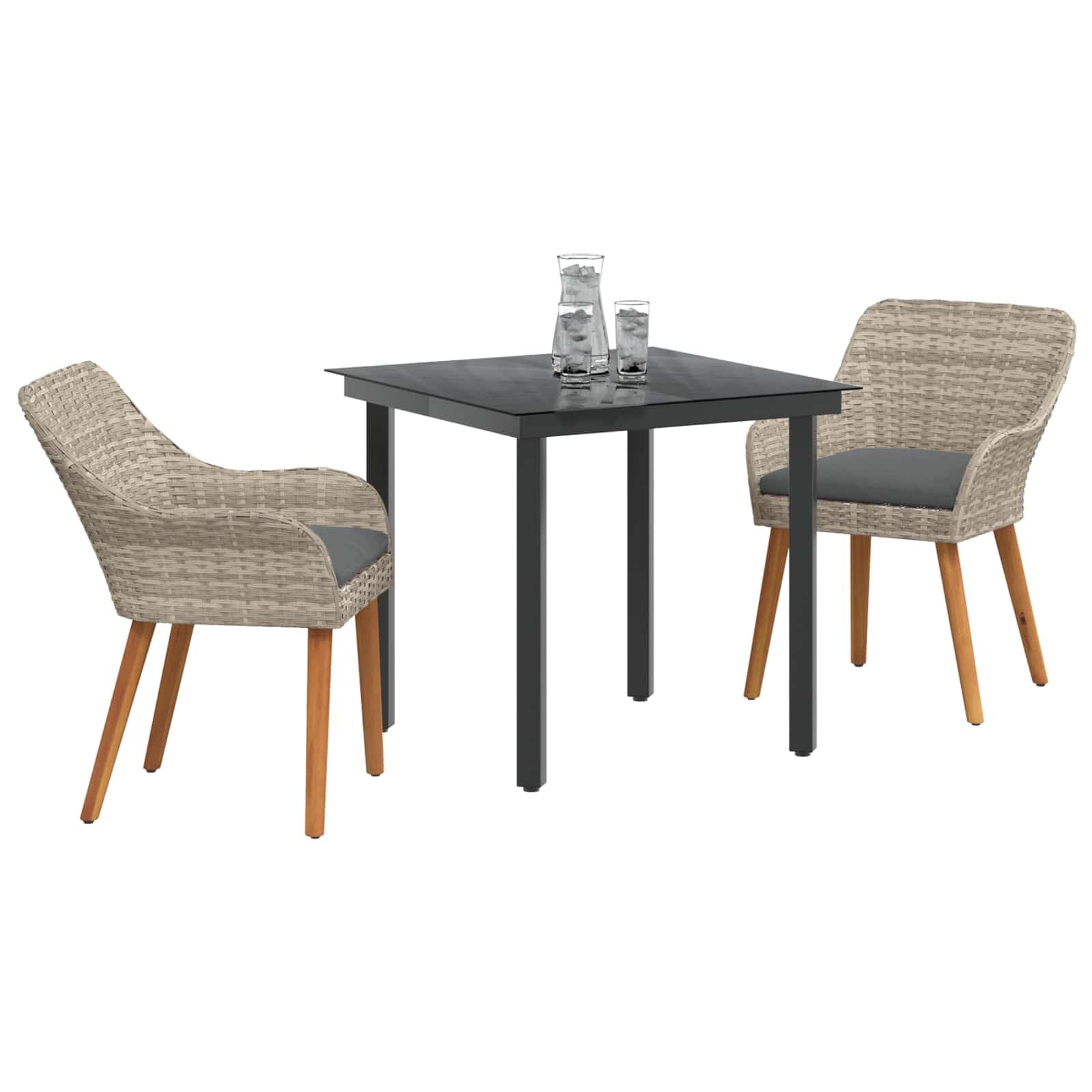 Ensemble de salle à manger pour jardin gris clair 3 pcs vidaXL en résine tressée