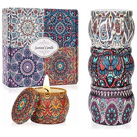 Scented Candles 4 Pack, Bohemia Jar Candles Set Natural Soy Candles Home Scented for Women Meditation, Bath, Yoga, Valentine's Day, Mothers Day Cover