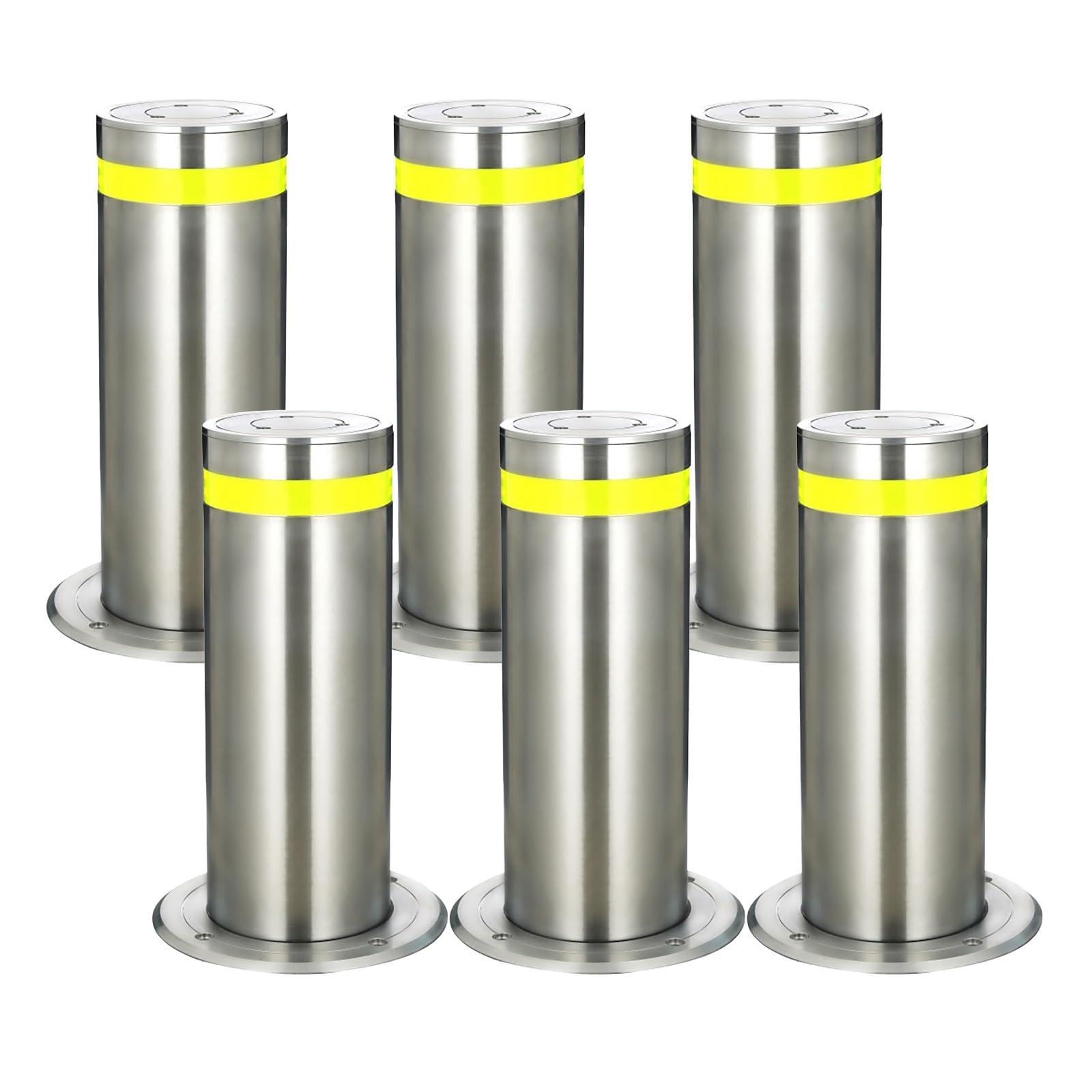 HCZKIUJY Traffic Safety Bollards with Reflective Strips and Anchor Bolts - Rustproof and Waterproof Posts for Driveways and High-Traffic Areas (6pcs yellow)