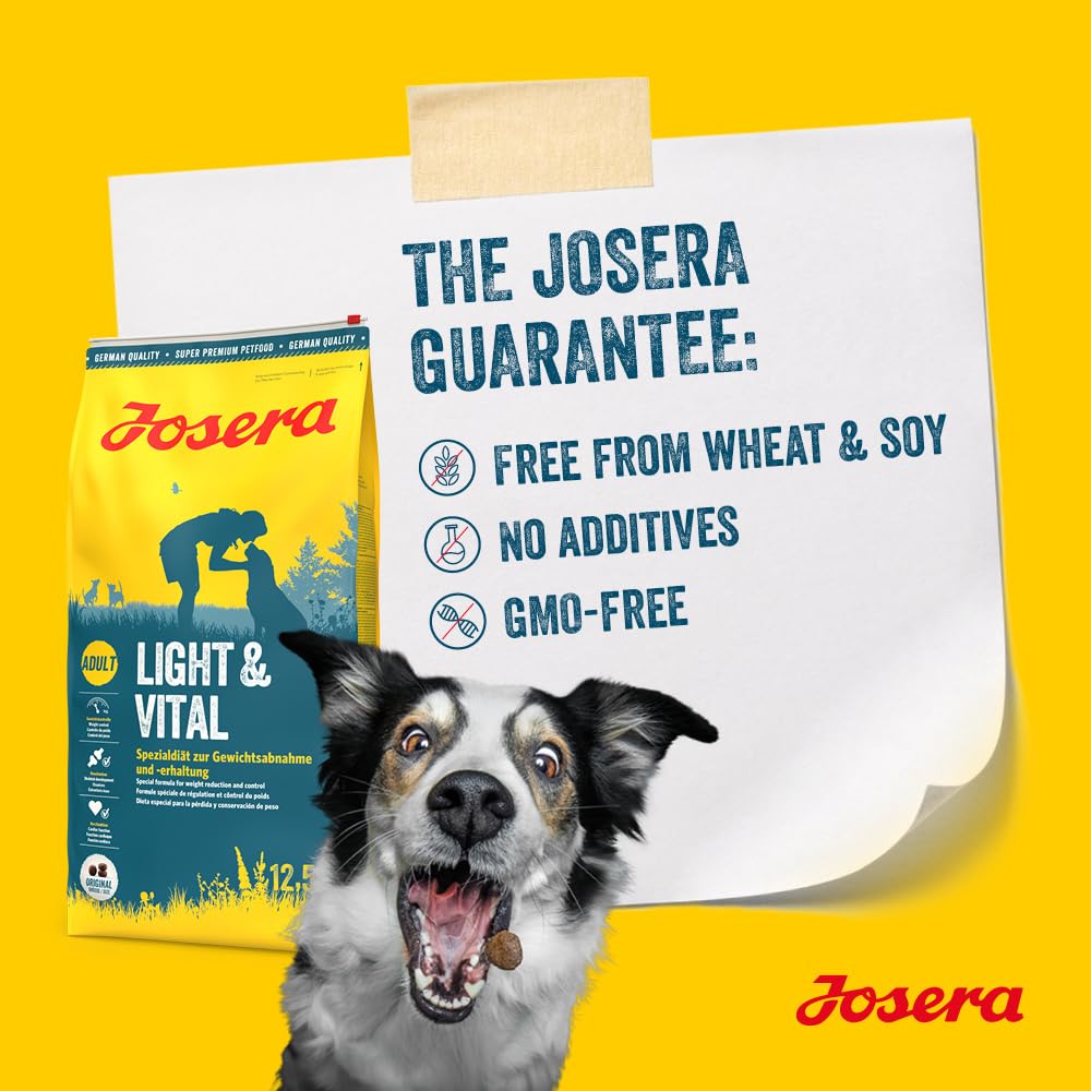 JOSERA Adult Light & Vital kurczak (3 x 3 kg) | sucha karma premium dla dorosłych psów | z groszkiem | o niskiej zawartości fosforu – z niewielką ilością tłuszczu i białka, specjalnie dla seniorów