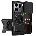 AELVOUX Oppo Find X9 Pro 5G Back Cover | Armor Camera Slider 360 Degree Rotating Finger Ring Holder Case with Bracket Stand Back Case Cover (Compatible with MagSafe Accessories) (Black) gallery image
