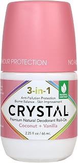Crystal 3-in-1 BioHealth Deodorant, Coconut & Vanilla, Natural Odor Protection with Aloe & Hyaluronic Acid, Microbiome-Friendly, Moisturizing, Anti-Pollution Formula (2.25 Fl Oz)