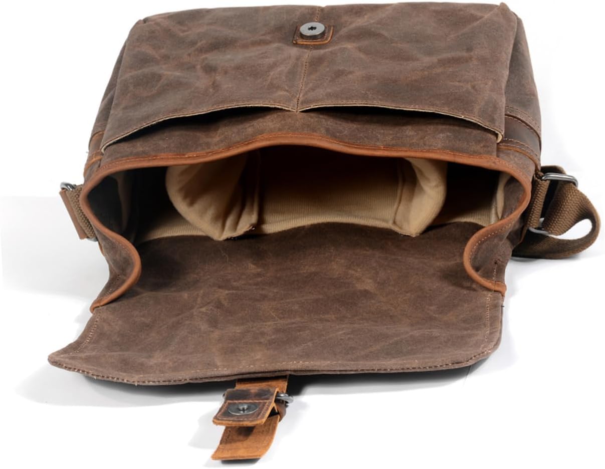 TEHAUX Oil Wax Canvas Camera Bag Comfortable Shoulder Strap Light Stylish Great for Travel Daily Photography