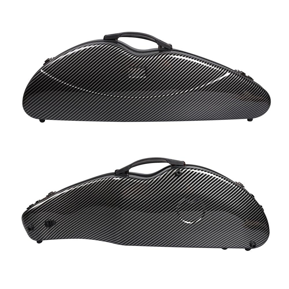 Vetimobato Hard Shell Carbon Fiber Violin Case with Back Strap & 2 Bow Holders - Full Size, ca. 1.8kg, Strong Light Case (Black Big Pattern)