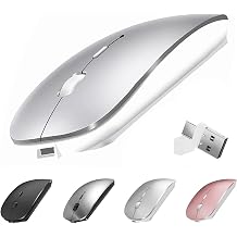 Wireless Mouse for MacBook Air iMac Mac Pro Laptop Desktop Computer, Rechargeable Silent Wireless Mouse USB C with Jiggler for Surface Pro Bluetooth 5.2/3.0, 2.4G USB A, Type-C Receiver