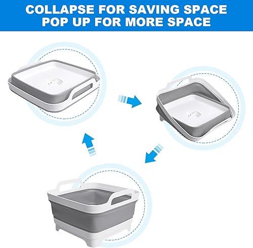 Miniatura 3 de Lavabo plegable con tapón de drenaje, lavabo plegable de 2.4 galones (9 litros), lavabo portátil para biberones, lavado de verduras, camping RV