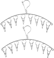 Vista 1 de 2 perchas de secado de ropa con 16 clips, estante de secado de aire de calcetines de acero inoxidable, resistente al viento, antipérdida para todos