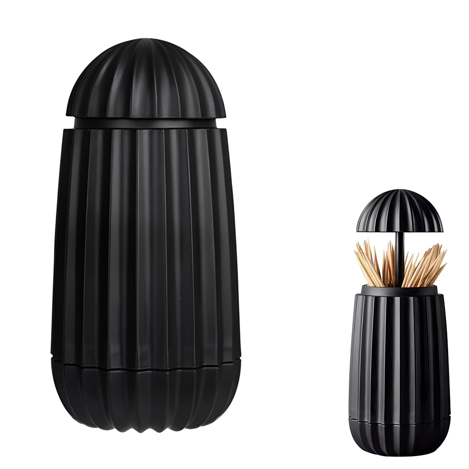 Toothpick Box, Toothpick Holder Dispenser, Pop-up Automatic Toothpick Dispenser, for Kitchen Decorations Sturdy Safe Portable Auto Toothpick Dispenser (Black)