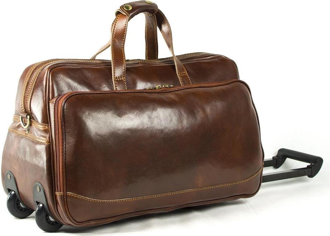 Genuine Italian Leather Rolling Travel Bag Holdall Hand