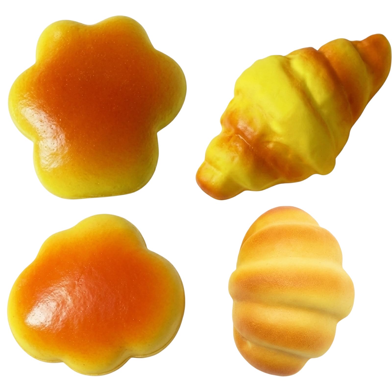 4 PCS Bread Squishy, Slow Rising Squishies, Taba Squishy, Premium Decorative Ornaments for Home & Office, Includes Cat Paw Bread, Cloud Bread, Croissant & Mini Croissant for Adults & Teens