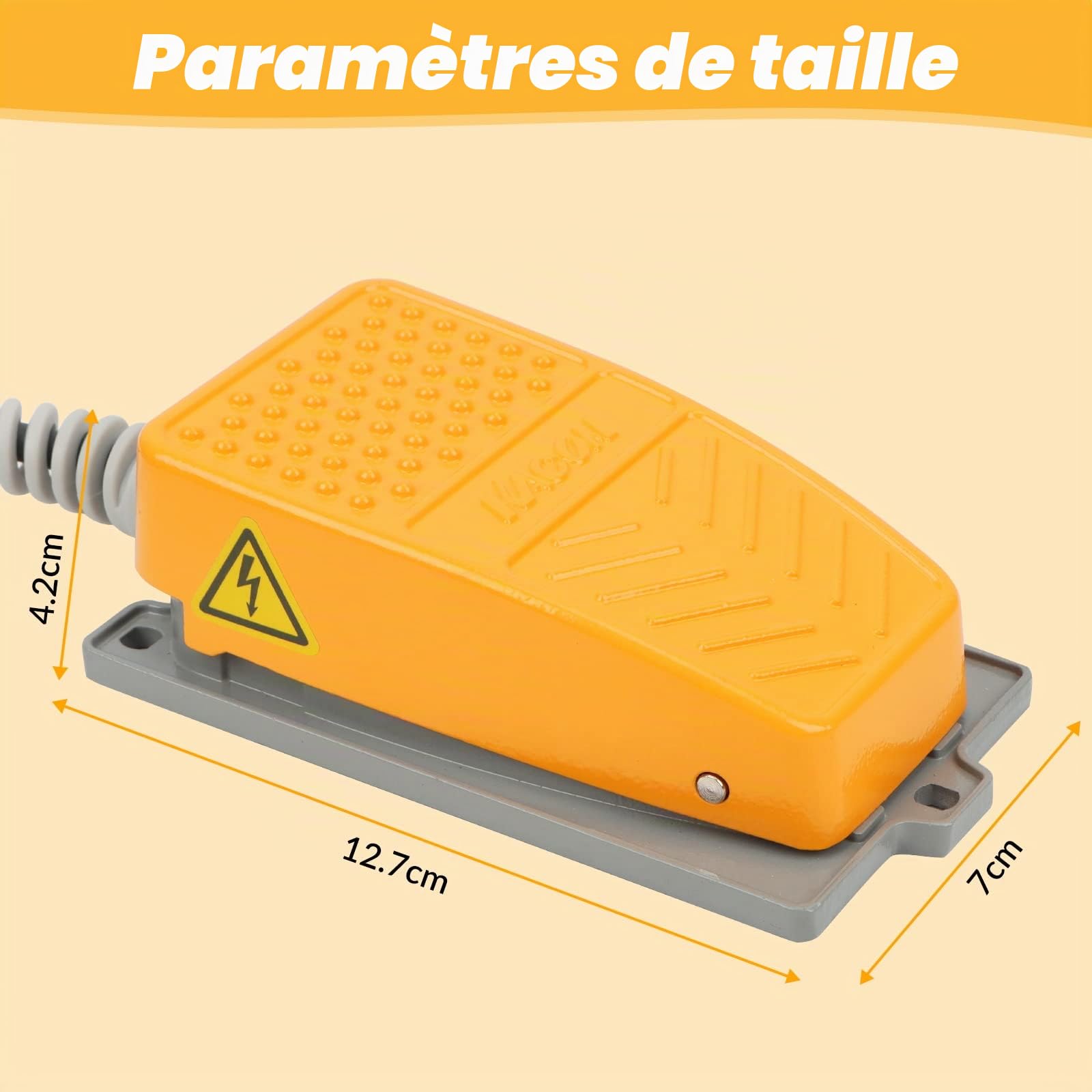 Commutateur de Pied Industriel 250V 10A Antidérapant Mains Libres Interrupteur à Pied Interrupteur à Pédale avec 1.8M Câble