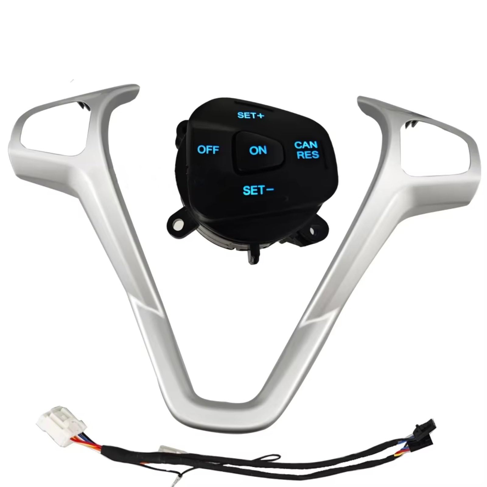 Compatible Con Ford Para Fiesta MK7 MK8 ST Para Ecosport 2013 Panel Para Marco De Coche Cubierta Del Volante Decorativa Botones De Control De Crucero autopartes(Blue backlight)