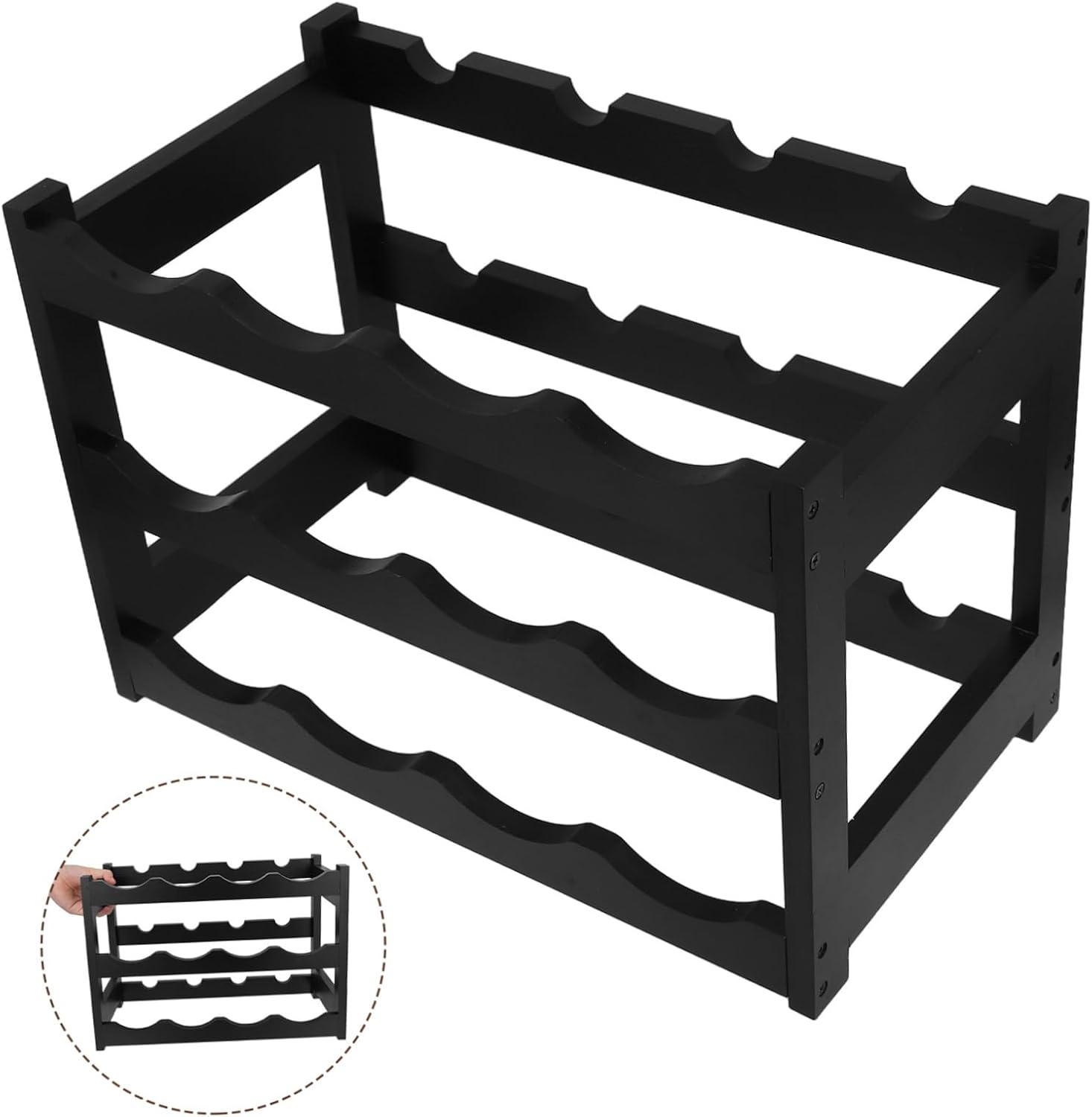 VALICLUD Wine Rack Freestanding Holder for Bottles Rustic Storage Shelf for Kitchen Dining Room Bar Space Saving Design Easy and Stable