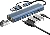 USB 3.0 to Ethernet Adapter, 5 in 1 Type-C to Ethernet Adapter with 3USB 3.0 & USB-C Port, USBC to RJ45 LAN Network 101001000 Gigabit ethernet adapter for Laptop, PC with WindowsmacOSLinux
