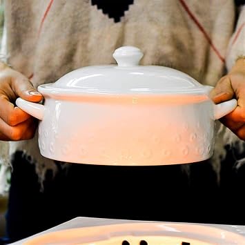 Buffet Casserole Dish Ceramic Chafer with candle holder Catering Warmer Set Keep food calories for Party brunches catering events Soup Porridge