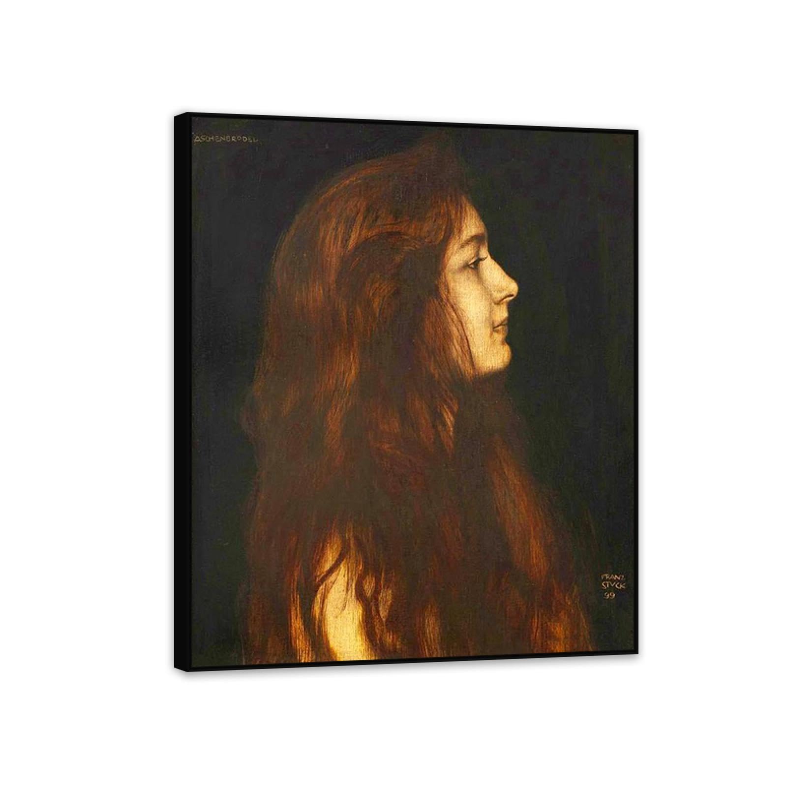 Hau3sh3a Framework Franz Von Stuck Wall Art Print Centaur Und Nymphe Poster Famous Paintings On Canvas Franz Stuck Picture Wall Decor For Living Room Bathroom Office 90X70cm(36X28in) Black Framed