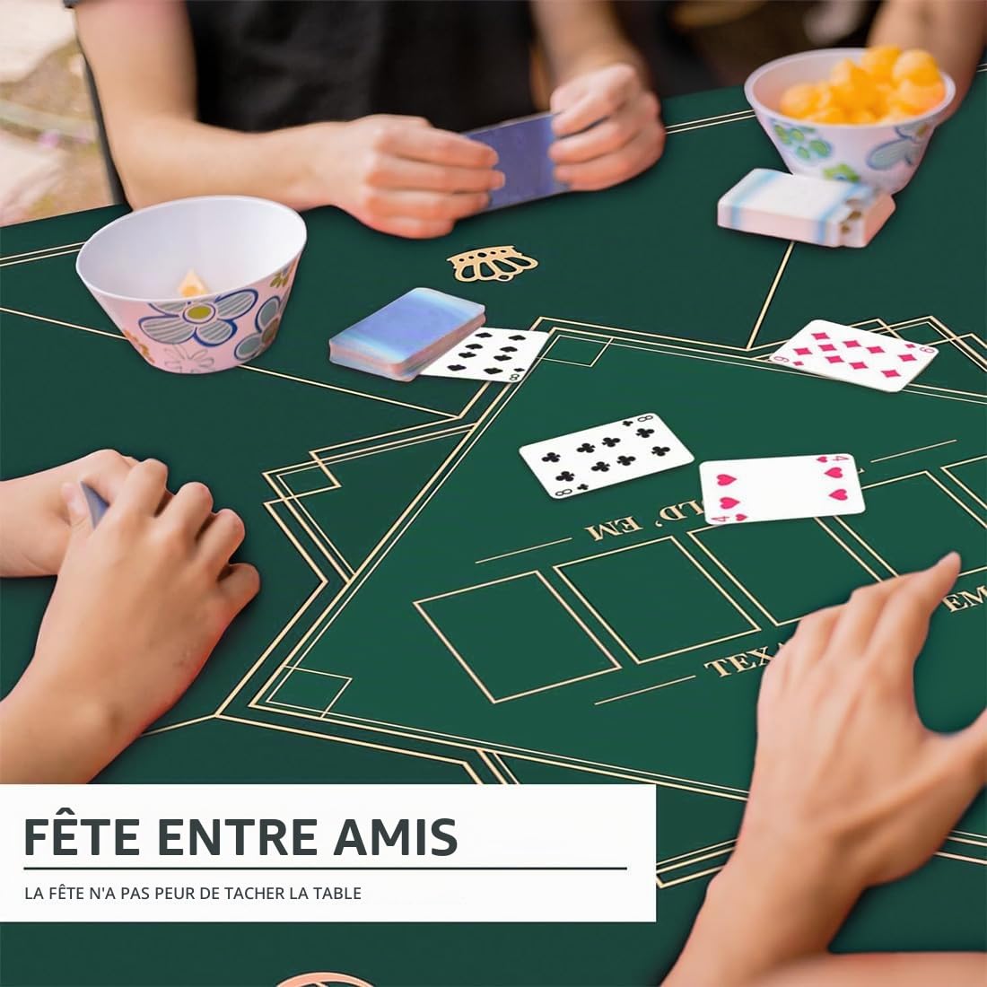 Tapis de Poker Carré, Texas Holdem pour sa Propre Table de Poker, Tapis Table de Poker, Tapis de Cartes à Jouer (100 * 100 cm)