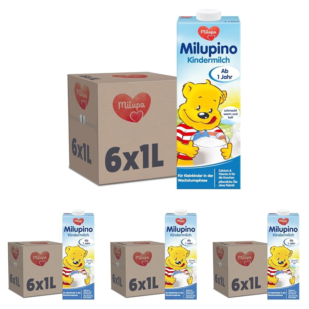 Milupino Kindermilch trinkfertig (6x1L), ab 1 Jahr, für Kleinkinder in der Wachstumsphase (Packung mit 4)