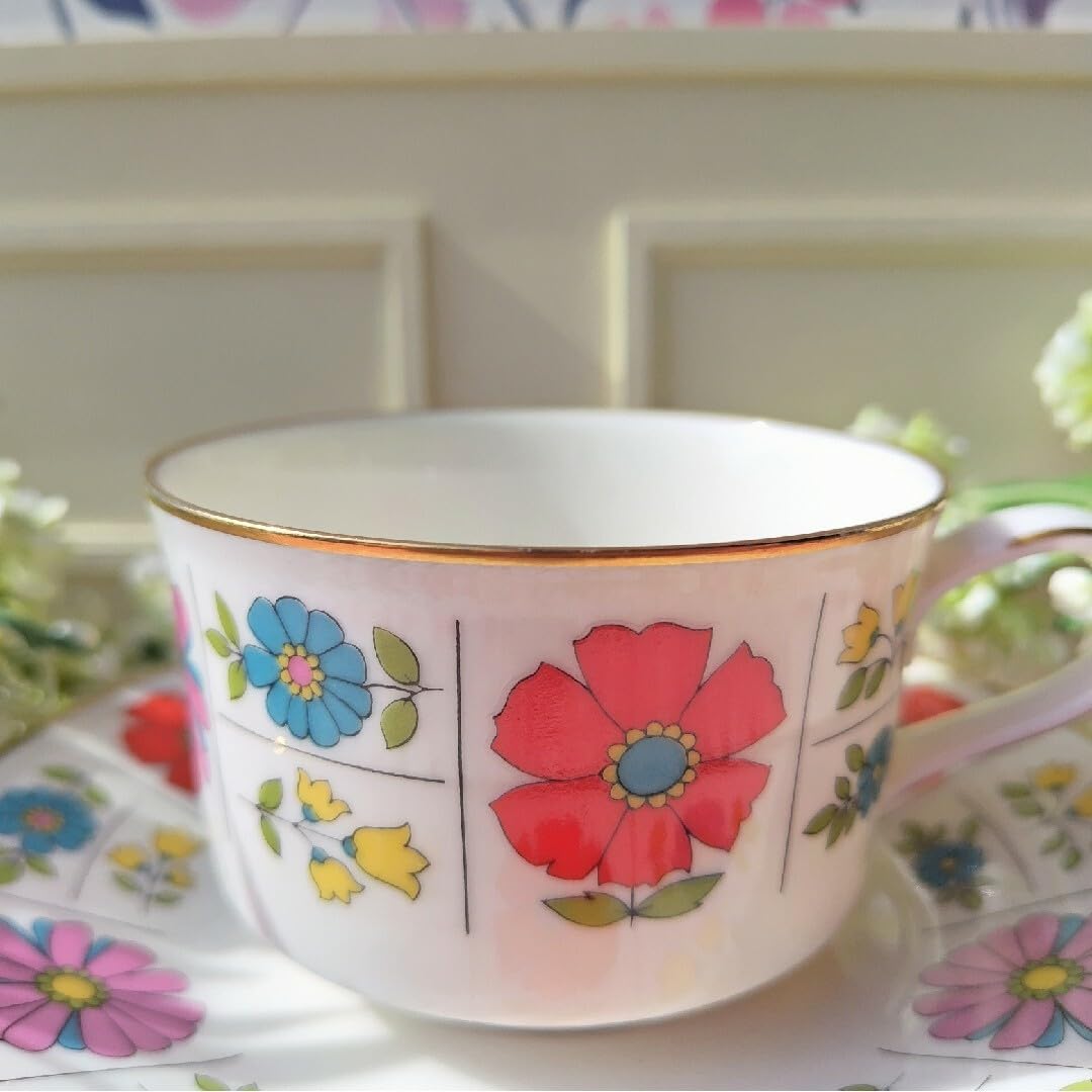 Amazon.co.jp: ノリタケアイボリーチャイナ レトロ ポップ 花柄 カップ 