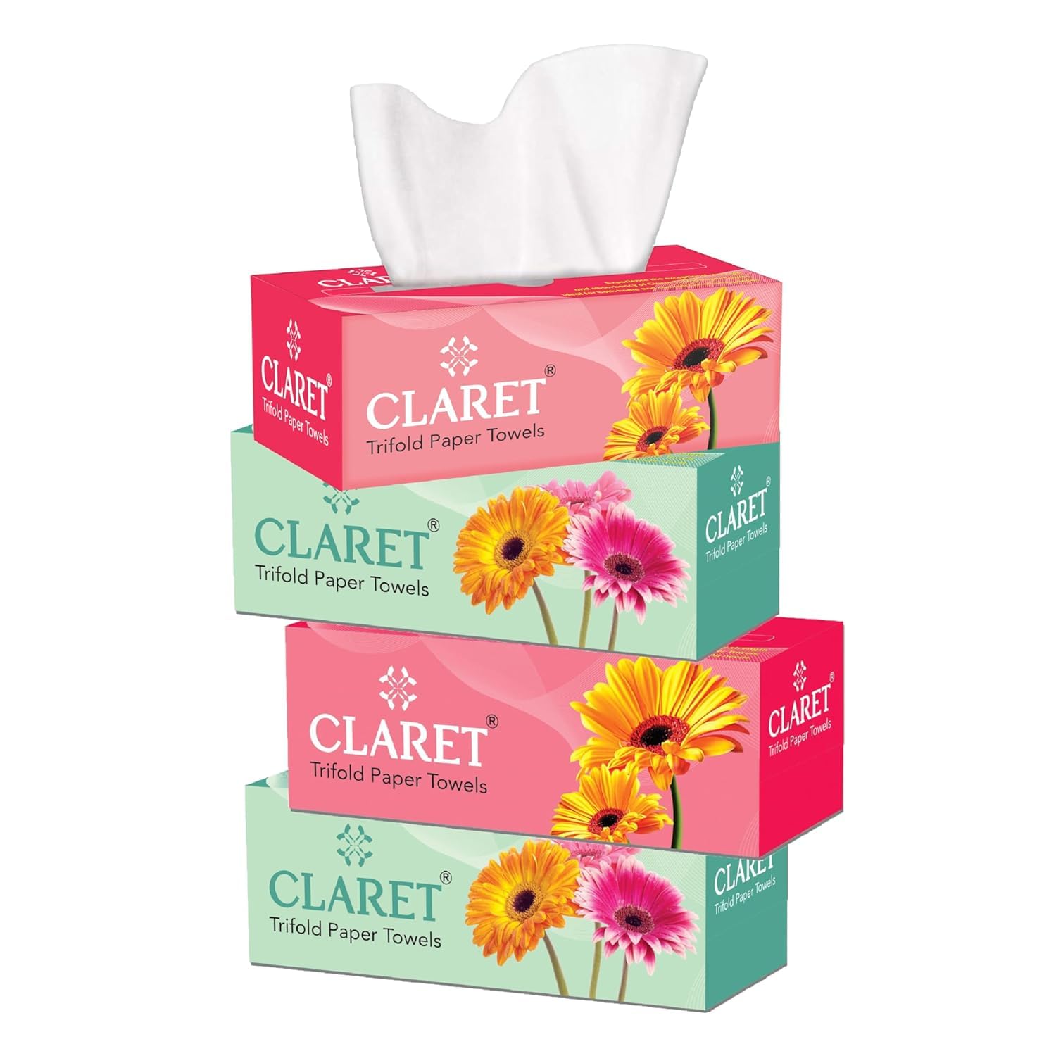 Claret 1-Ply Trifold Tissues | 100 Pulls, 21x21 cm | 100% Virgin Pulp | Soft, Absorbent, Eco-Friendly & Gentle on Sensitive Skin | Sustainable & Durable | Pack of 4-image-34
