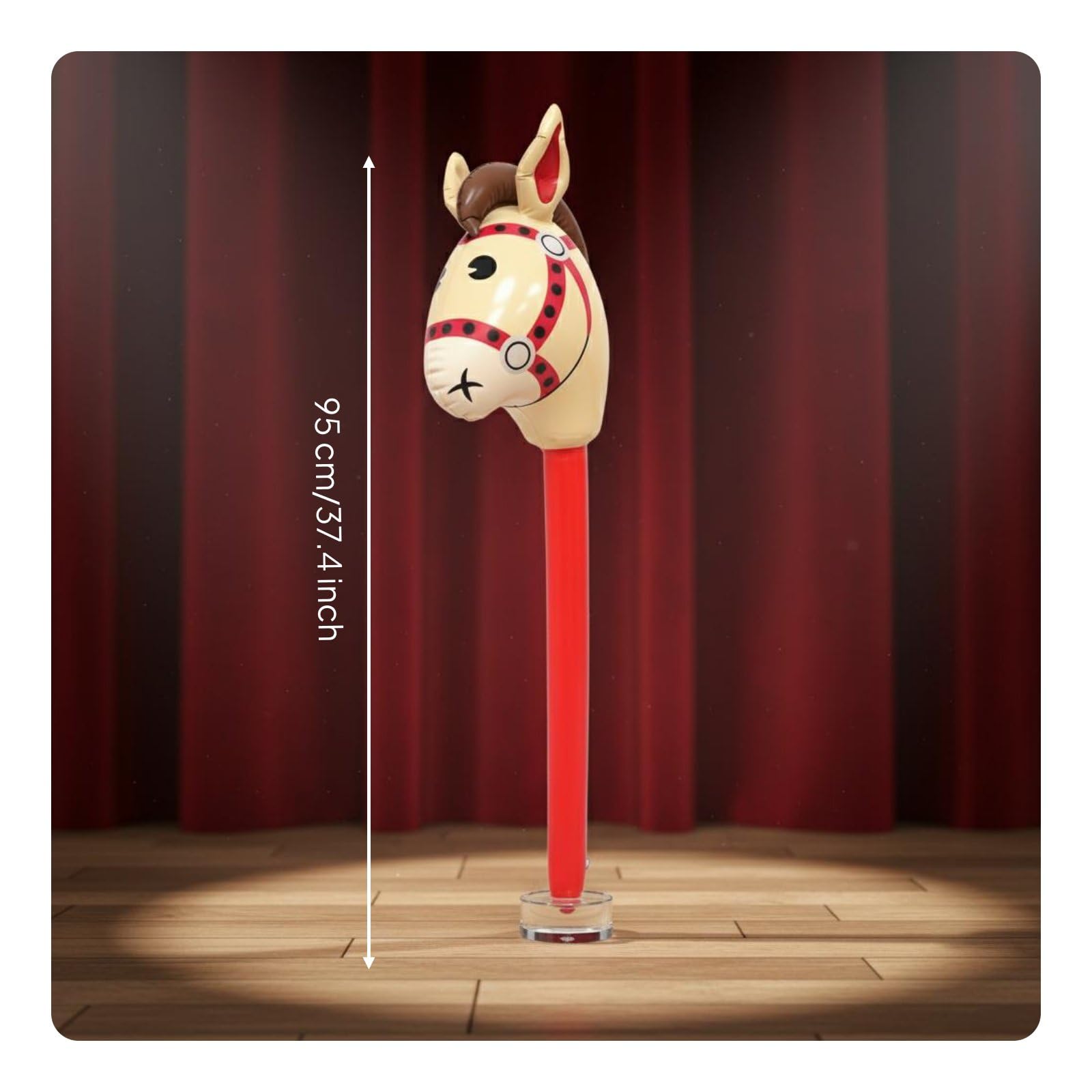Cheval Gonflable Jouet Tête Cheval Accessoire Spectacle Décor Événement PVC Léger Agréable au Toucher Valve Anti-Fuite Convient aux Jeux Fêtes d'enfants Pièces Scolaires Réunions, Rouge