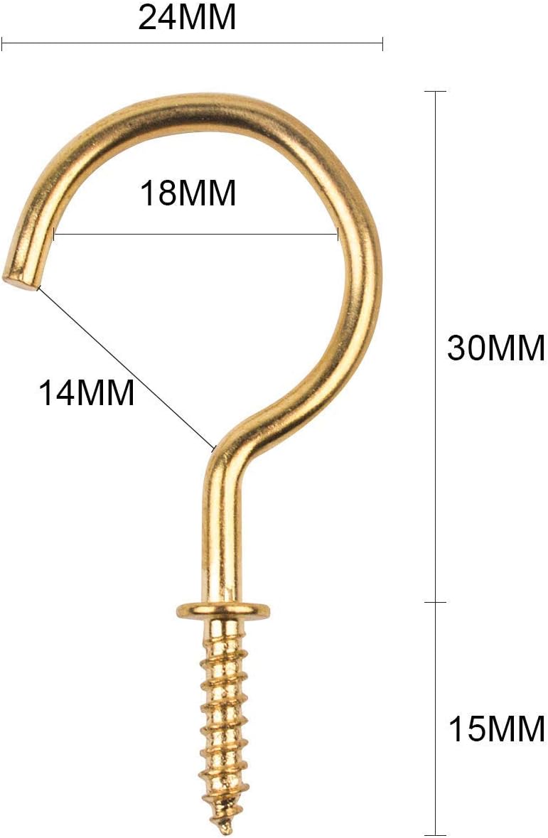Rеvіеw Prоduсt Bonayuanda 50 pcs Metal Screw-in Ceiling Hooks Cup Hook,Screw Hanger for Hanging Plants Mugs Kitchen Utensils Wind Chimes 1-1/4 (Gold)