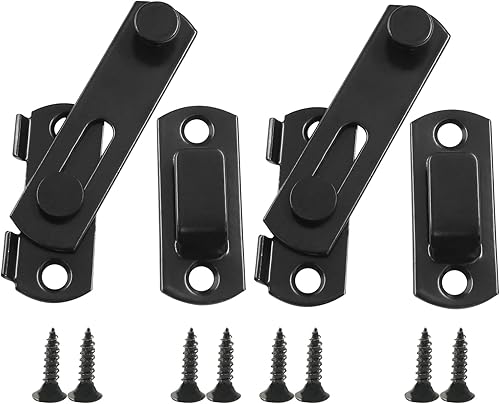 Waziaqoc 2 pestillos para puerta de granero, cerradura de puerta corrediza de granero de 2.75 x 2.02 pulgadas, pestillos de puerta de acero