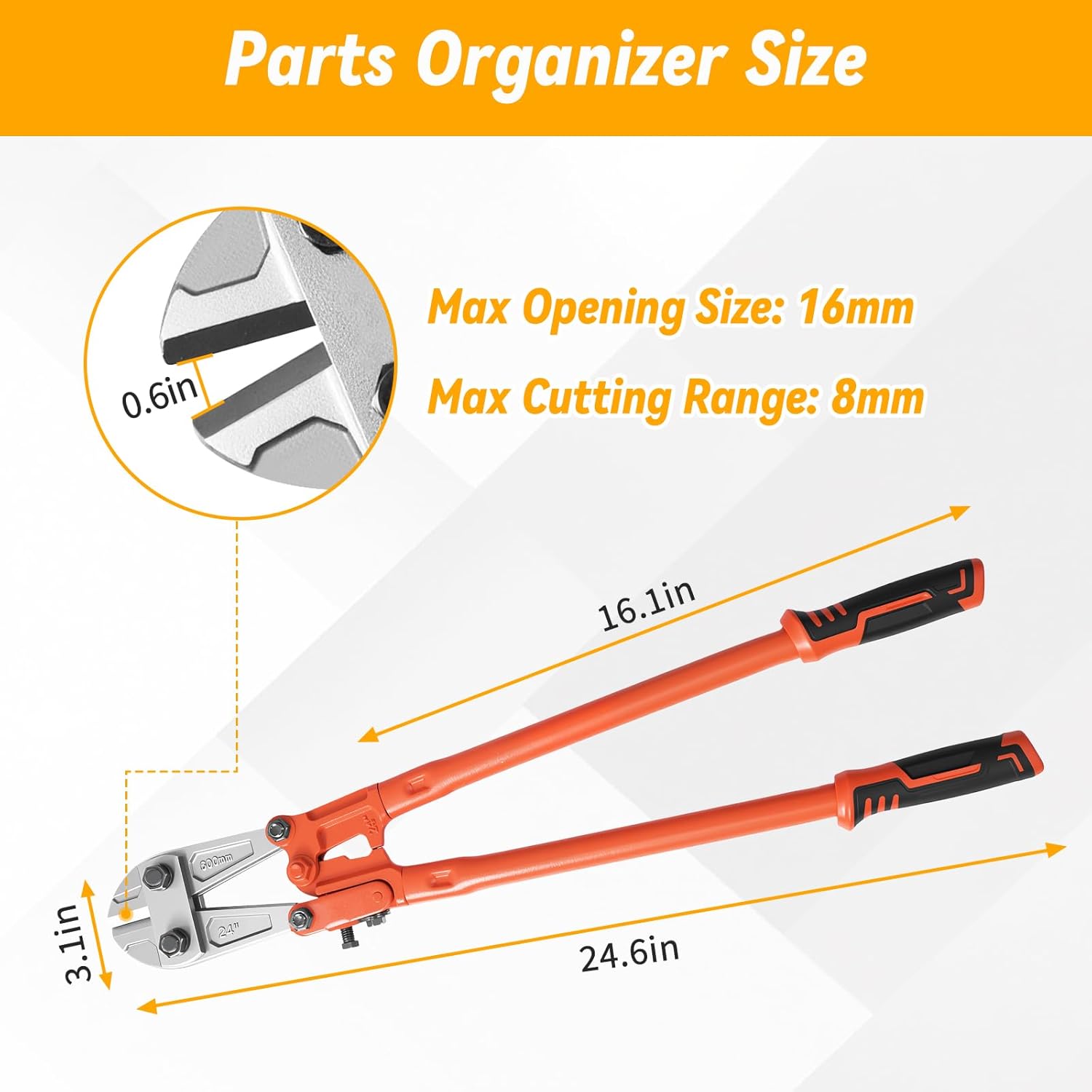 24 Inch Bolt Cutter, Heavy Duty T8 Forged Steel Blades Wire Cutters, Non-Slip Rubber-Coated Handles Effortless Cutting for Chains, Steel Wires, Rivets, Fences, Perfect for Construction & DIY Projects​