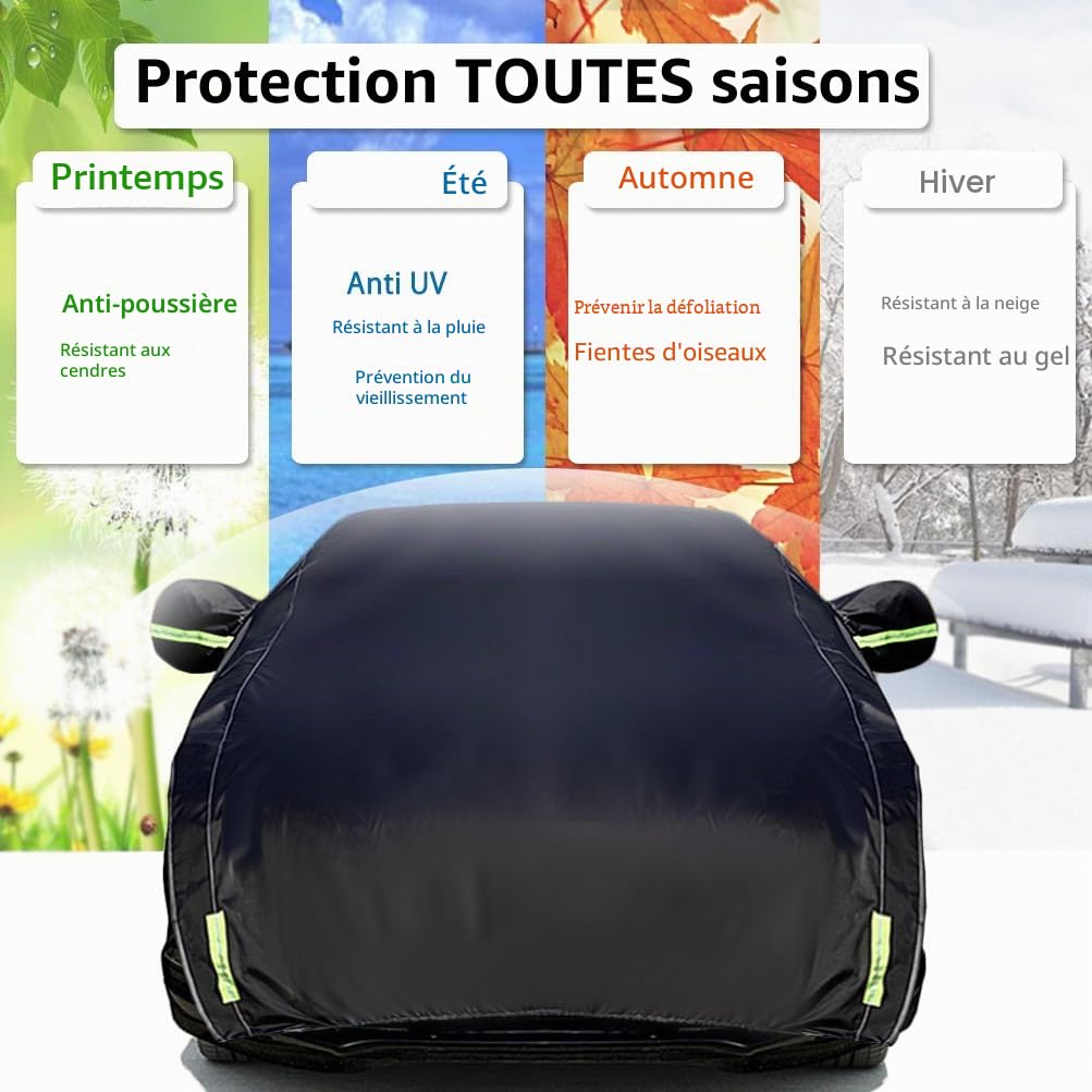 Demi Housse de Voiture Hiver été Voiture Extérieure Demi Couverture Imperméable Auto pour étanche à la poussière Universel Matériau Polyester 210D avec Coton (Berline)