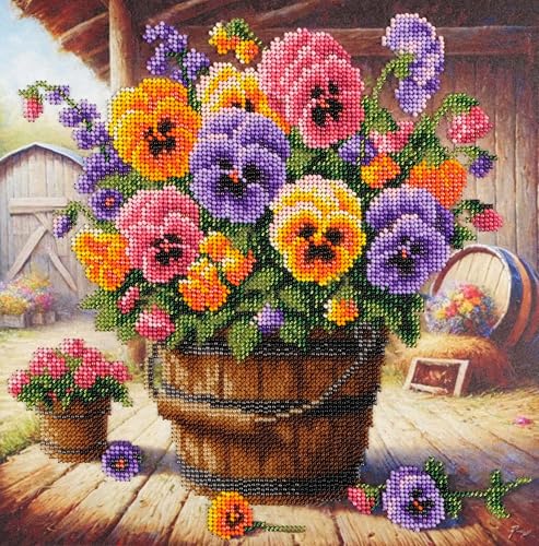 Bead Embroidey kit Country Violets FL-1105 Beaded Cross Stitch kit AllAboutEmbroiderUA