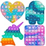 TLORIEO Pop Fidget Toy, Push Bubble Pop Fidget Toy, 4 Pack Silicone Sensory Toys, Autism Learning Materials for Anxiety & Stress Relief, Relieve Emotional for Kid Adult
