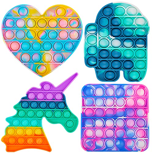 Dalojoe Pop Fidget Toy, Push Bubble Pop Fidget Toy, 4 Pack Silicone Sensory Toys, Autism Learning Materials For Anxiety & Stress Relief, Relieve Emotional For Kid Adult #TOP23