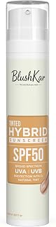 BLUSHKAR Tinted Mineral Sunscreen SPF 50+ - Lightweight, Oil-Free, Broad Spectrum Protection with Hyaluronic Acid, Vitamin... Price In India