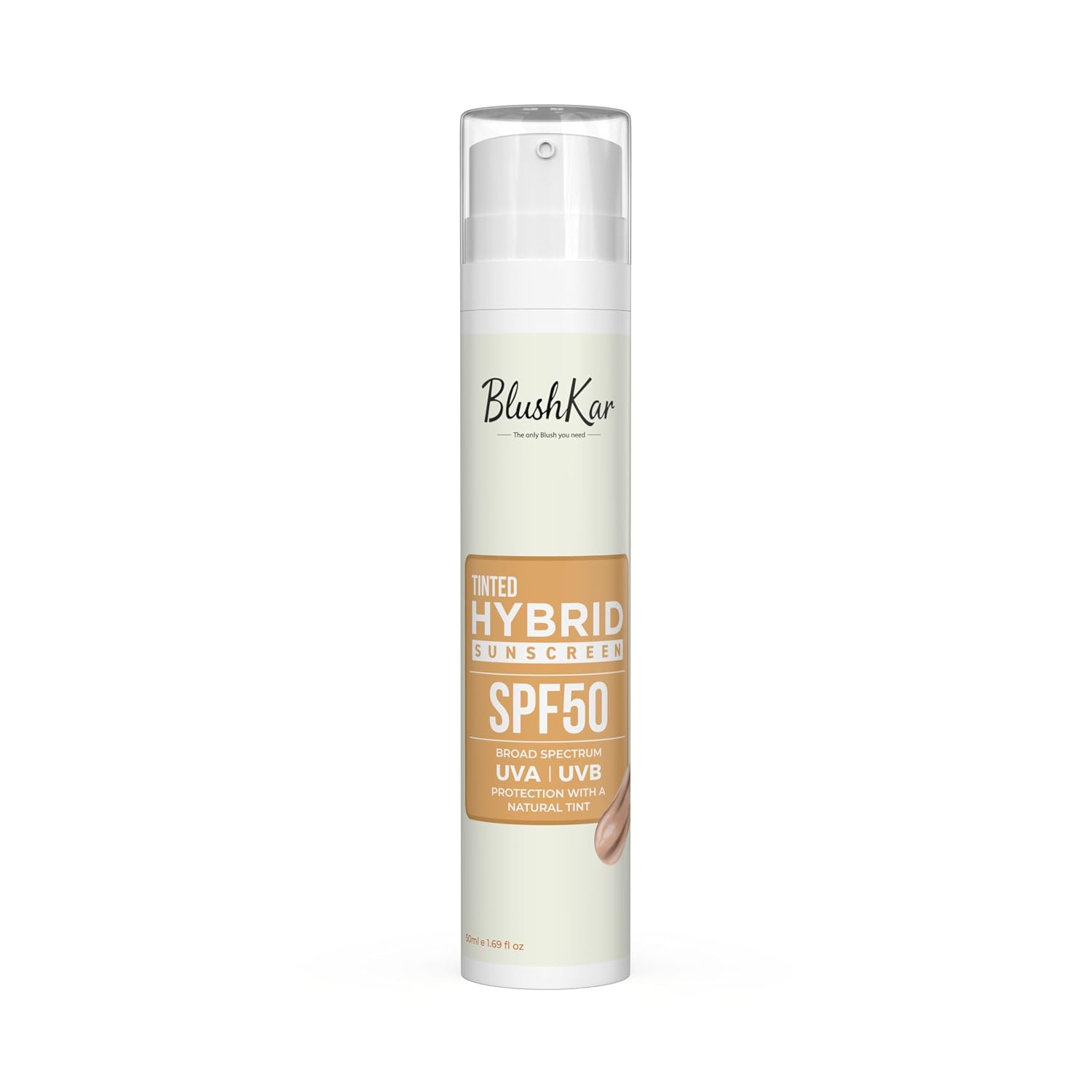 BLUSHKAR Tinted Mineral Sunscreen SPF 50+ - Lightweight, Oil-Free, Broad Spectrum Protection with Hyaluronic Acid, Vitamin...