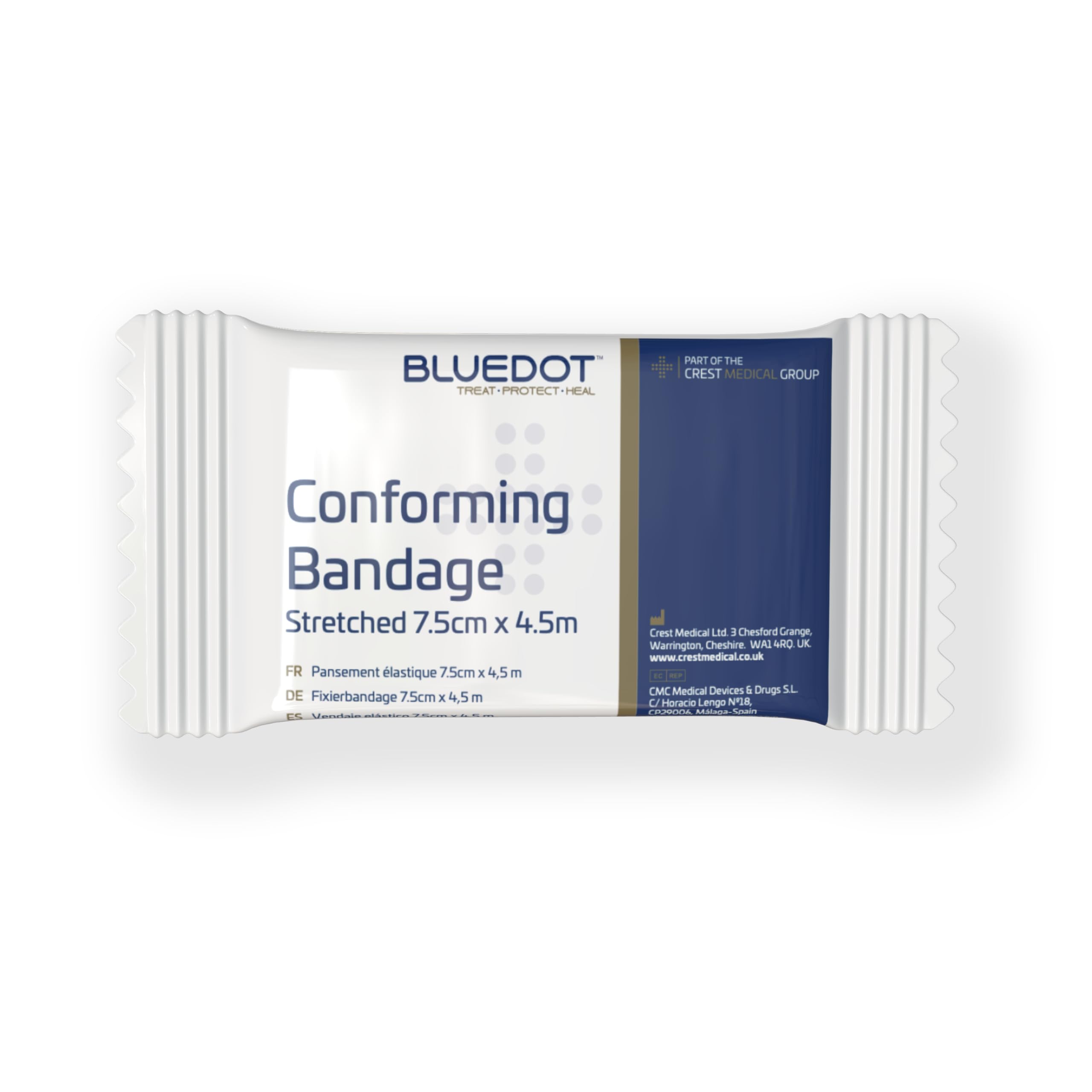Blue Dot Conforming Bandage, 4.5 m Length x 7.5 cm Width